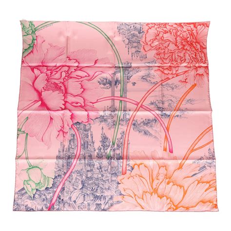 les pivoines hermes|HERMES Silk A l'Ombre des Pivoines Scarf 90 .